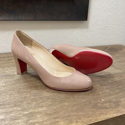 Christian Louboutin SIMPLE PUMP Patent Beige Nude Shoes EU Sz 34.5 / US Sz 4