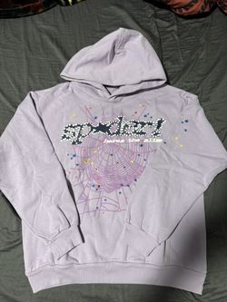 Purple And Black Sp5der Hoodie Size: L