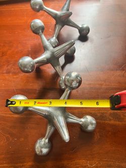 Silver Metal Jacks Decorative Sculptures Set of 3