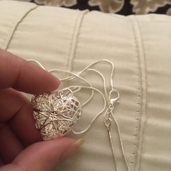 925 Sterling Silver Heart ❤️ Photo Frame Pendant Necklace 