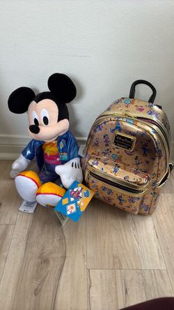 Disney loungefly backpack+ Mickey 70th anniversary Plush