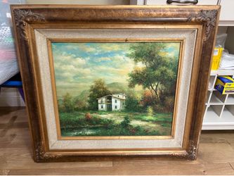 Countryside Home canvas painting 36x32 inches
