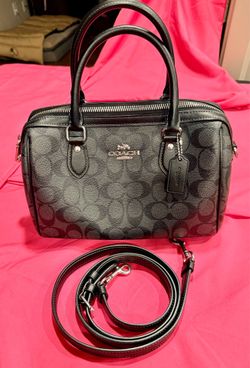 Coach Rowan Satchel Black Signature Crossbody Purse | Like New