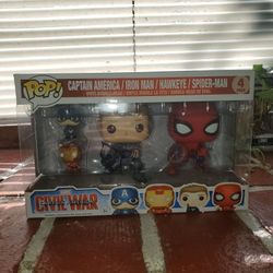 Funko Pop Cival War Captain America/ Iron Man/ Hawkeye/ Spider-Man