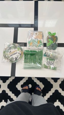 Two Wild Birthday Decorations Tableware, Safari Jungle Theme 2nd Birthday Party Supplies Include Banner, Backdrop, Plates, Cups, Napkin, Tablecloth, B