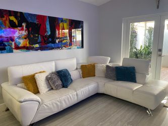 White leather couch