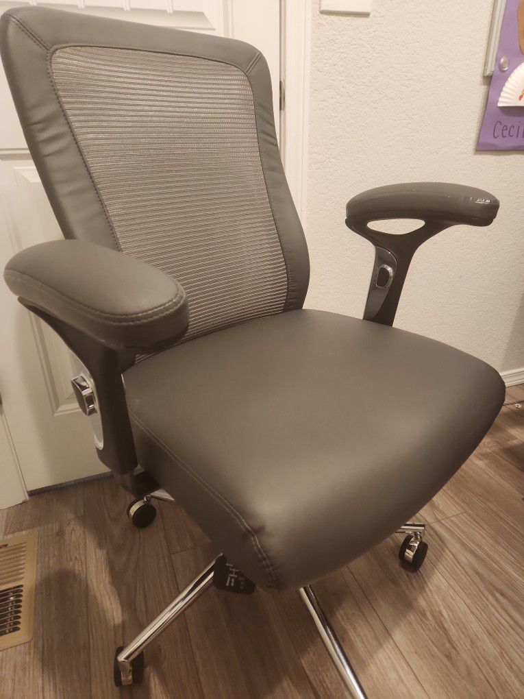 Modern Grey Faux Leather Office Chair
