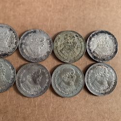 8 Mexico $1 Silver Peso’s