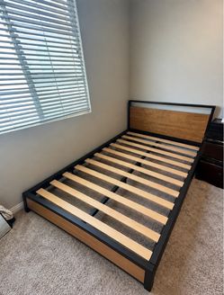 Full Size Bed with Wooden Headboard