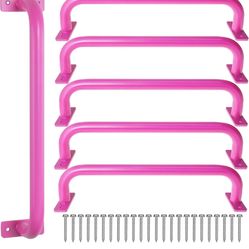 ESPETS 17 Inch 6 Pieces Pink Safety Handles for Playground Equipment - Swing Set Attachment Grab Handle, Playset Accessories Hand Grips, Indoor Monkey
