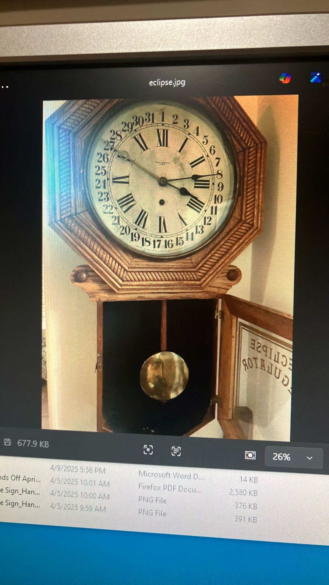 Antique Eclipse Regulator Clock