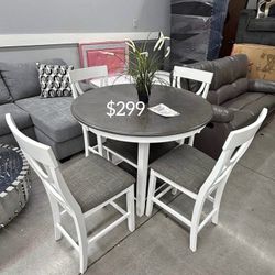 Elegant 5-Pc Round Counter Height Dining Set 