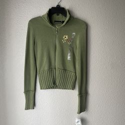 Brand New Woman’s DKNY Jeans brand Vintage  Green Floral  Jacket Up For Sale 