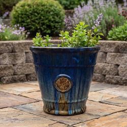 Deep Blue Drip Glaze Decorative Planter