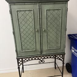 Vintage Green Storage Cabinet on Metal Stand – Unique Statement Piece