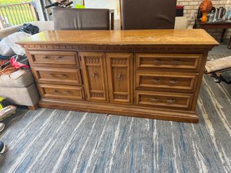 Large Vintage Solid Wood Triple Dresser