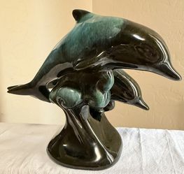 Dolphins Statue, Vintage Blue Mountain Pottery