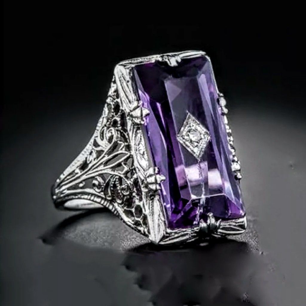 Silver Amethyst Ring Size 8