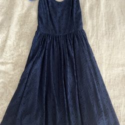 GIRLS BOUTIQUE SIZE S NAVY BLUE FANCY PARTY DRESS WEDDING PAGEANT — BEAUTIFUL CONDITION!