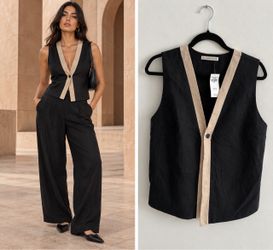 Abercrombie & Fitch Black Beige Vest Large New With Tags
