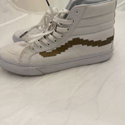 Vans SK 8-Hi Slim Nintendo Console Gold White Canvas Men 7 Women 8.5 
