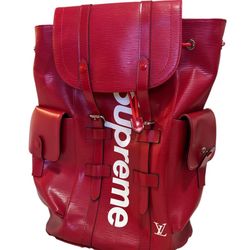 Louis Vuitton x Supreme Christopher backpack red leather LV