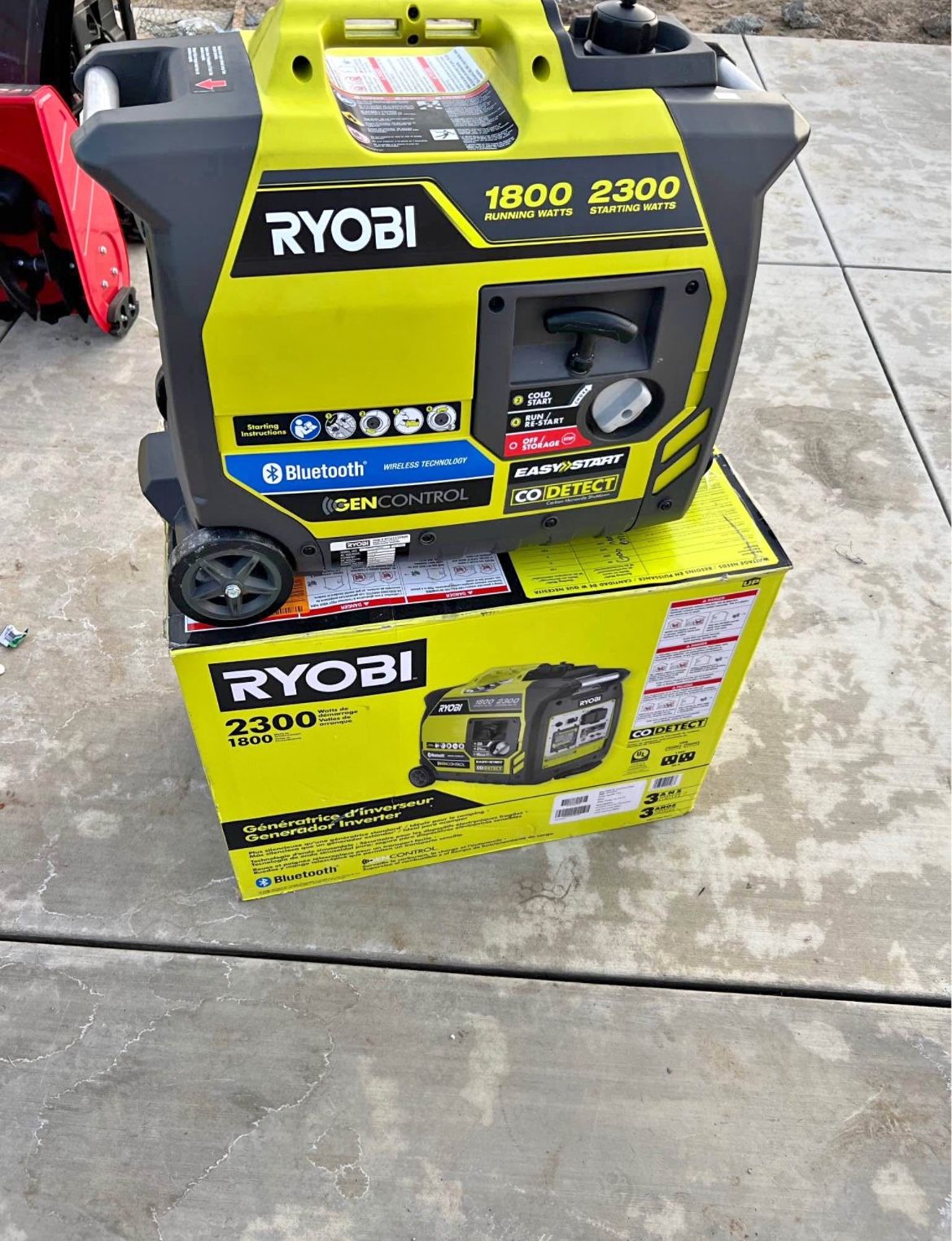 RYOBI 2,300-Watt Recoil Start Bluetooth Super Quiet Gasoline Powered Digital Inverter Generator with