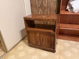 Vintage Rolling Utility Cart / TV Stand - Faux Wood Grain