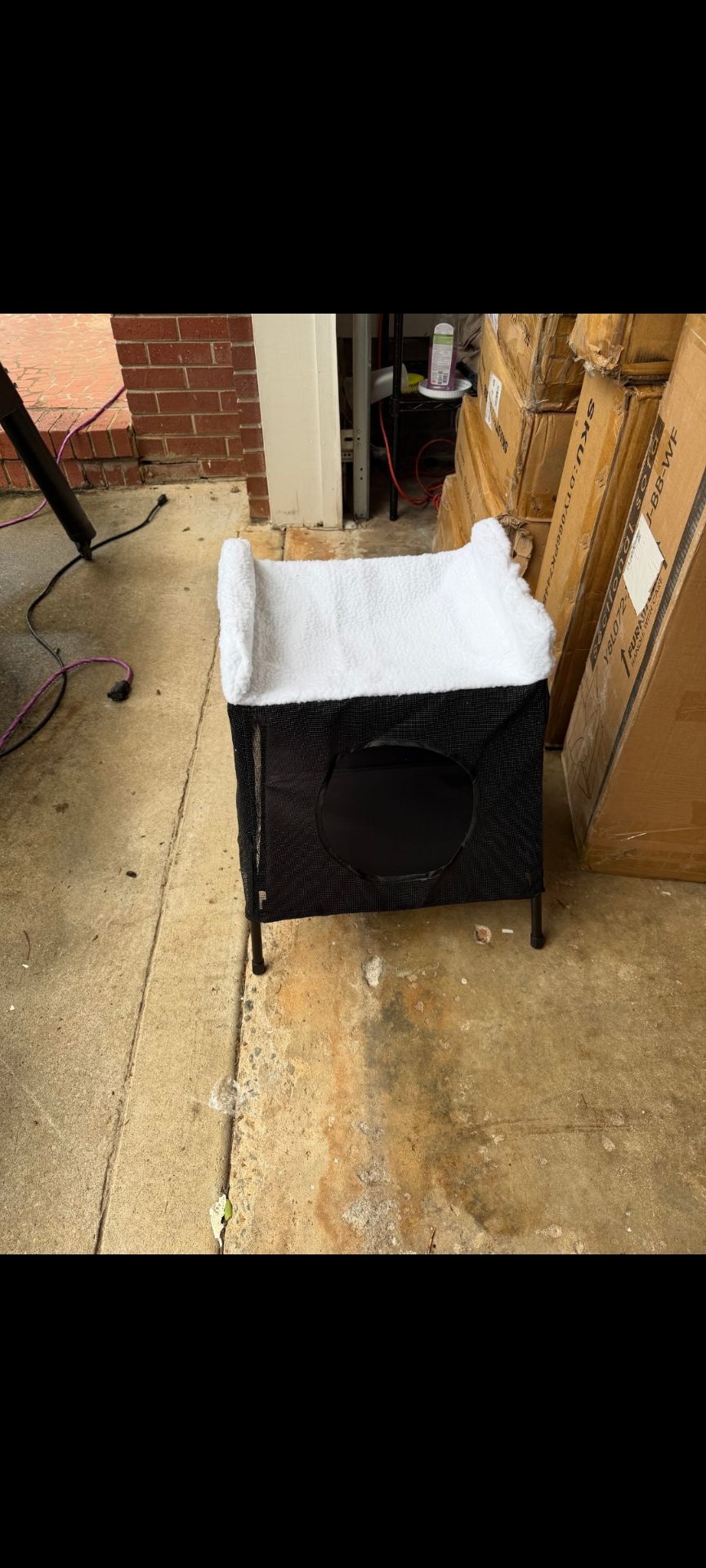 Elevated Cat House Double-Layer Foldable Indoor Hammock Bed & Cave for Multiple/Large Cats Dogs Bunnies Breathable Summer Hideaway with Detachable Rem