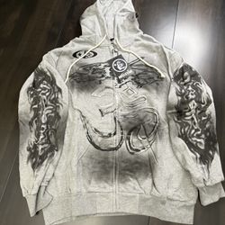 🔥 Hellstar Grey Full-Zip Hoodie 🔥