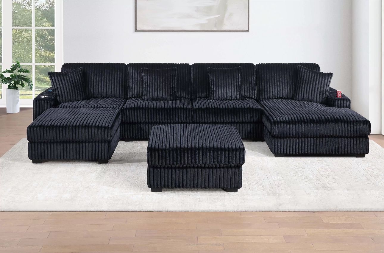 Black Large Sectional Sofa Comfort