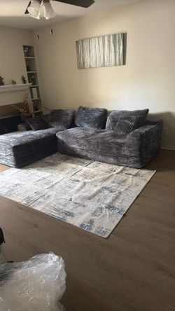106" Sectional Sofa, Modular Sectional Couch with Right Chaise, Deep Seat Corduroy Cloud Sofa for Living Room