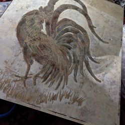 Vintage polorized glass rooster portraits