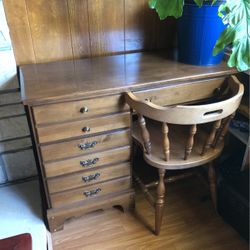 Desk And Chair, Vintage Style 