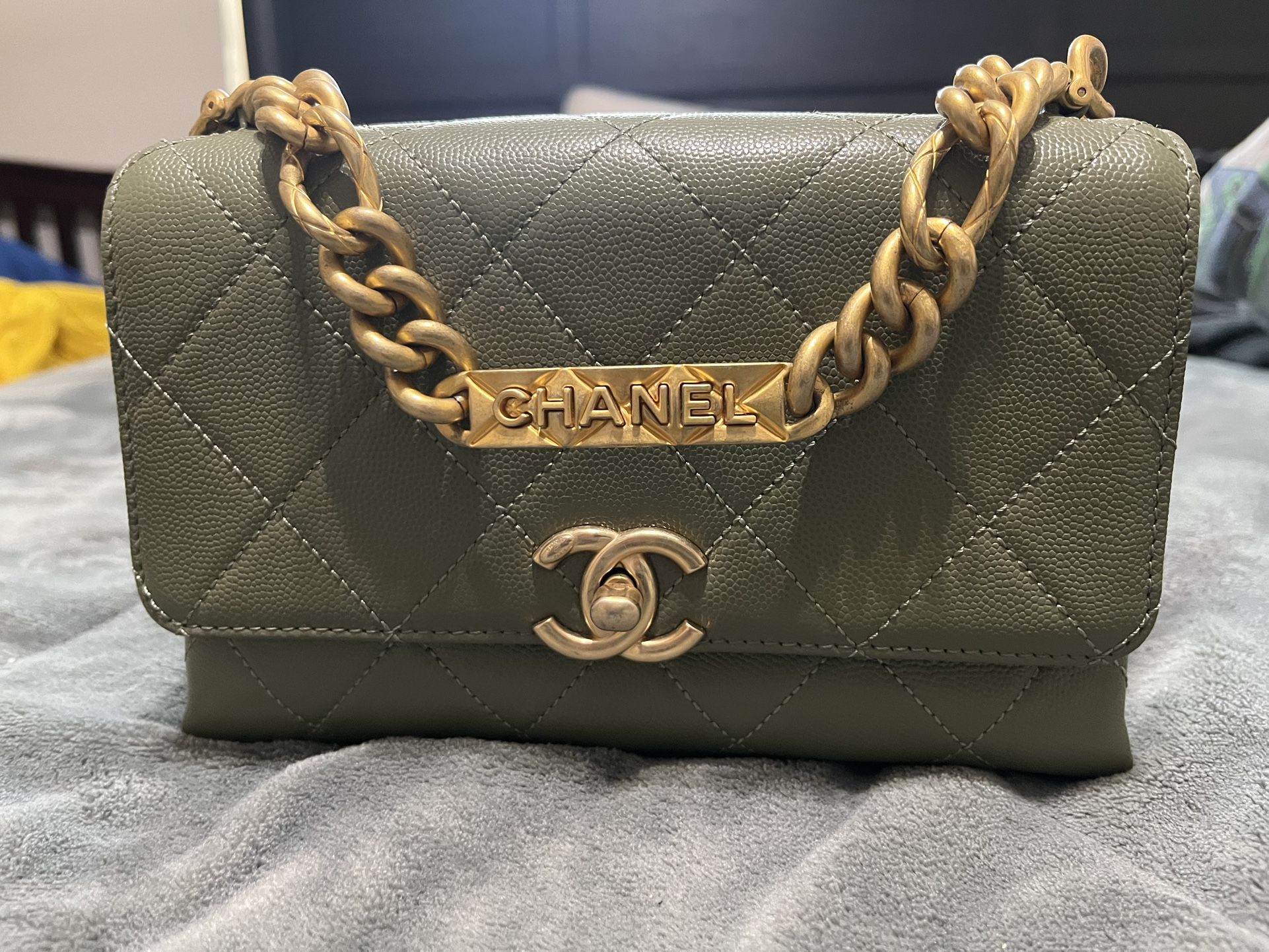 Elegant Olive Green Chanel Handbag