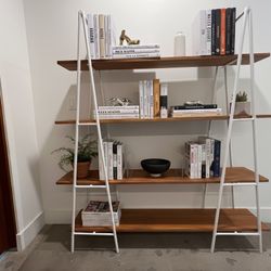 Cherry Wood + Steel Display Shelves/Bookcase