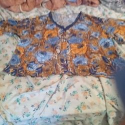 Blue & Orange Floral Top