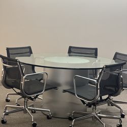 Glass Table And Swivel Chairs 