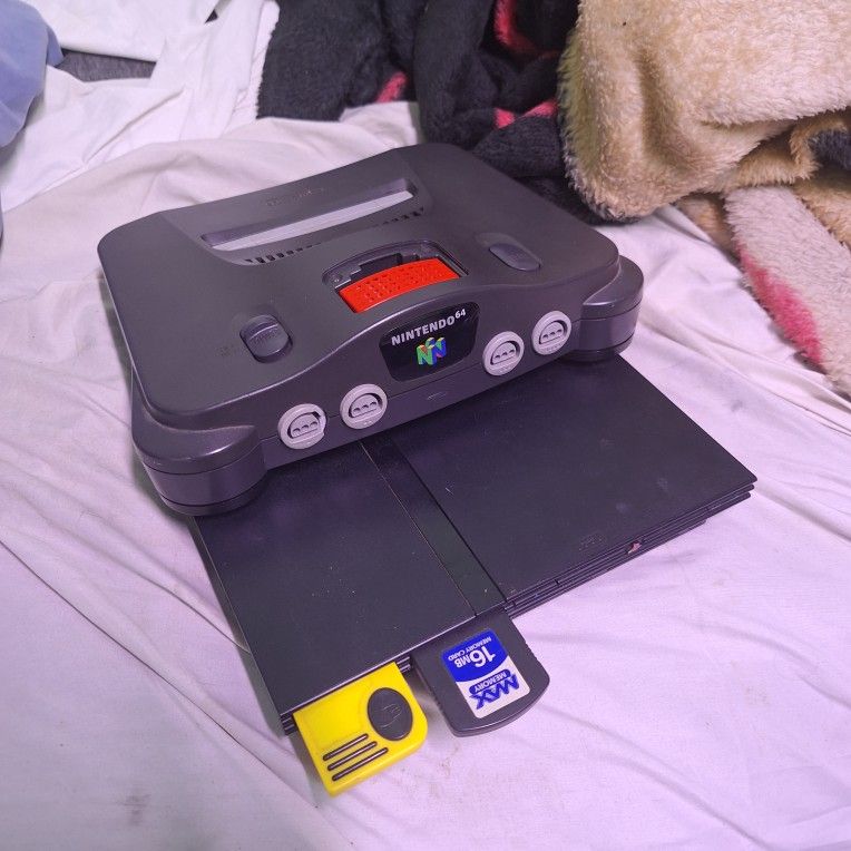 PS2 & N64 Consoles With Cables