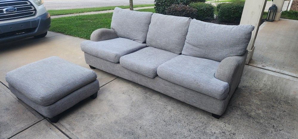 Grey Couch with Ottomam