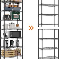 8 Tier 2000 lbs Storage Rack Metal Wire Shelving Unit, Storage Standing Shelf Organizer for Laundry Bathroom Kitchen Pantry Closet Garage Basement Uti