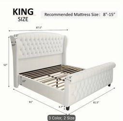 King size bed frame and mattress