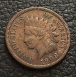 1 cent 1908. Antique coin USA