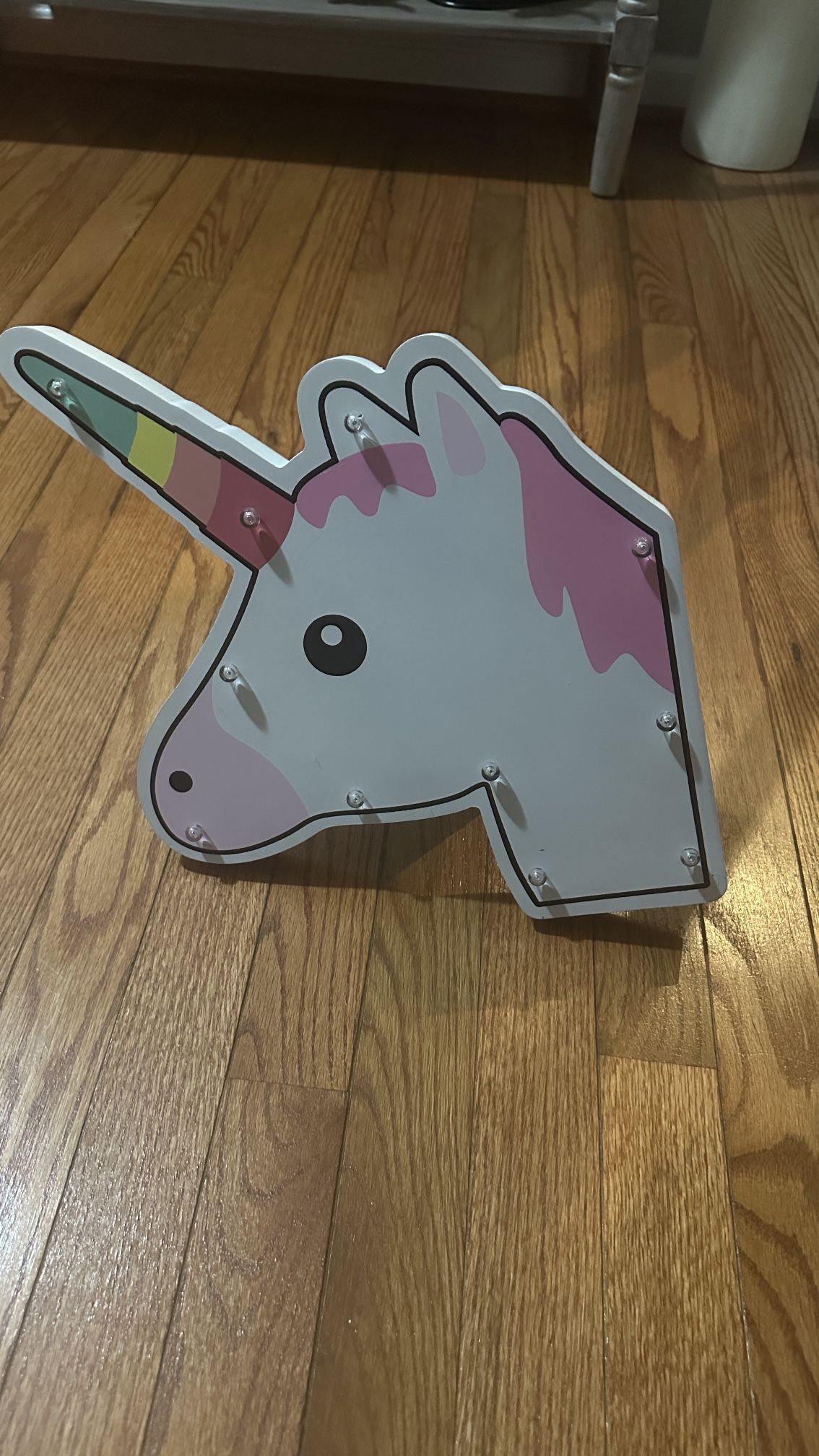 Light Up Wood Unicorn Head Decoration