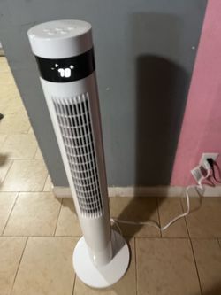 White Tower Fan with Digital Display