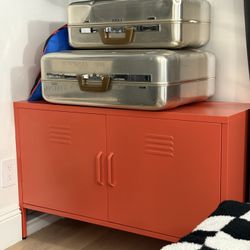 ORANGE METAL LOCKER STORAGE CABINET DRESSER 