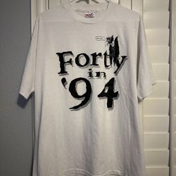 VTG RETRO HANES HEAVYWEIGHT FORTY IN 94 WHITE T SHIRT SIZE XL