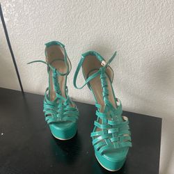 Show Dazzle Teal Leather Heel