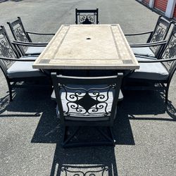 Beautiful Tile Top Patio Set Large Table and 6 Chairs ***