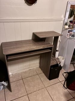Brown Wood Computer Desk with Keyboard Tray